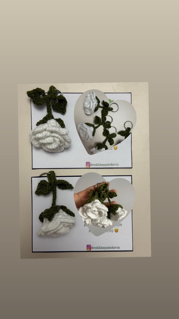 Örgü Gül Anahtarlık - Görsel 4