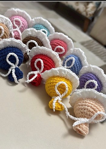 Örgü renkli Gül buketi Anahtarlık - Görsel 3