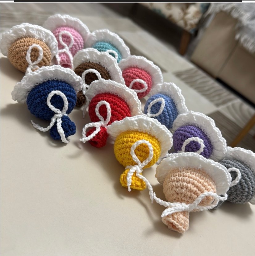 Örgü renkli Gül buketi Anahtarlık - Görsel 3