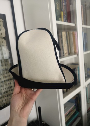 Lacivert İşlemeli Astarlı Keçe Kırgız Kalpağı - Görsel 3