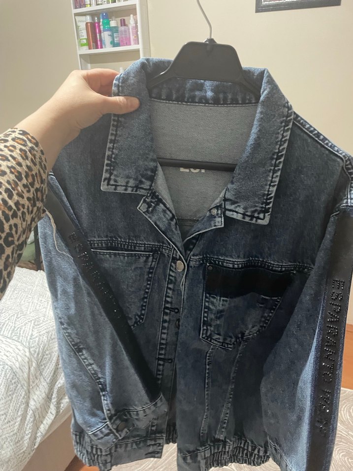 Siyah Kadın Deri Ceket, Düğmeli, Salaş - Görsel 3