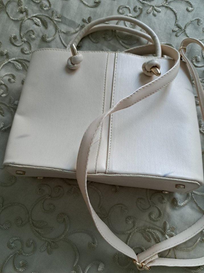 Beyaz Deri Kadın Çanta - Görsel 5