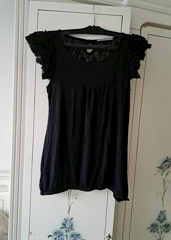 Dantel Detaylı Siyah Midi Bluz - Görsel 2