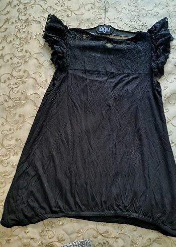 Dantel Detaylı Siyah Midi Bluz - Görsel 6