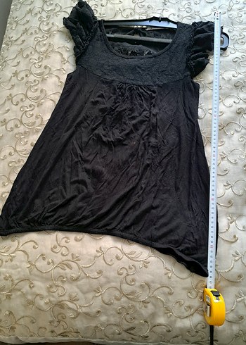 Dantel Detaylı Siyah Midi Bluz - Görsel 3