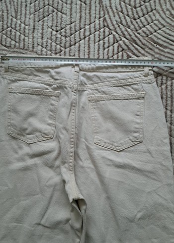 Kadın Beyaz Pamuklu Rahat Kesim Kumaş Pantolon - Görsel 9