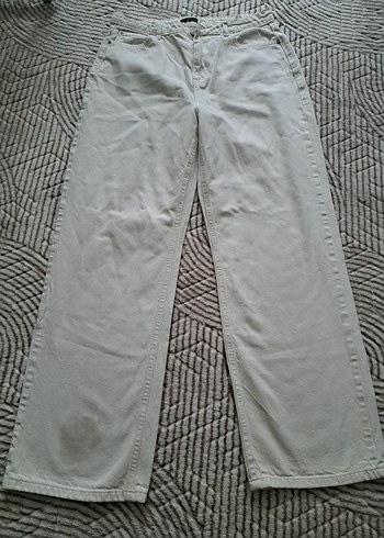 Kadın Beyaz Pamuklu Rahat Kesim Kumaş Pantolon - Görsel 10