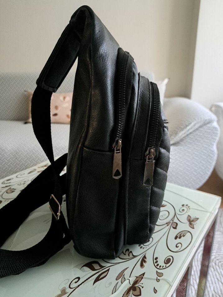 Siyah Deri Kadın Bel Çantası - Görsel 2