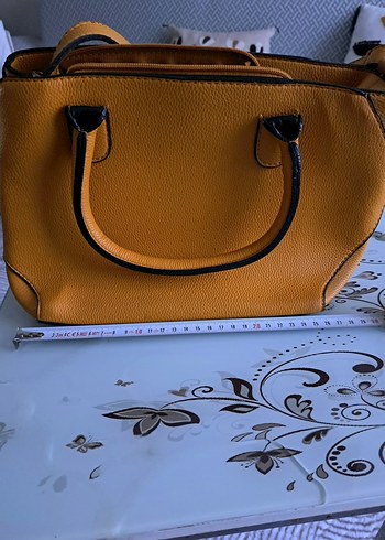 Sarı Deri Kadın Çanta Fermuarlı - Görsel 4