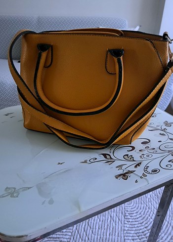 Sarı Deri Kadın Çanta Fermuarlı - Görsel 2