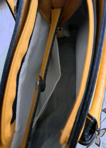 Sarı Deri Kadın Çanta Fermuarlı - Görsel 5