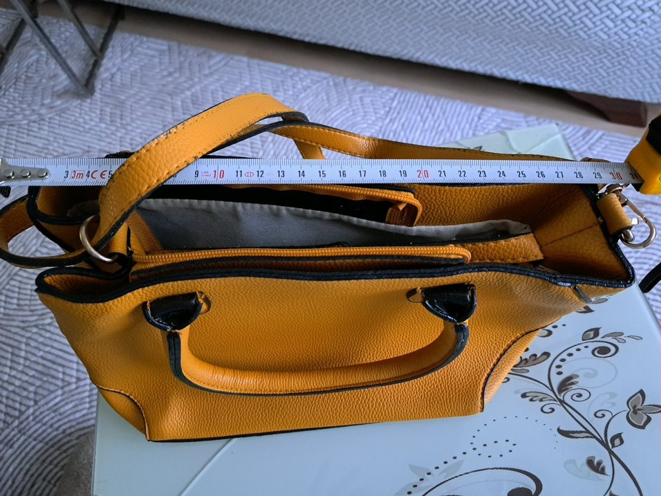 Sarı Deri Kadın Çanta Fermuarlı - Görsel 3