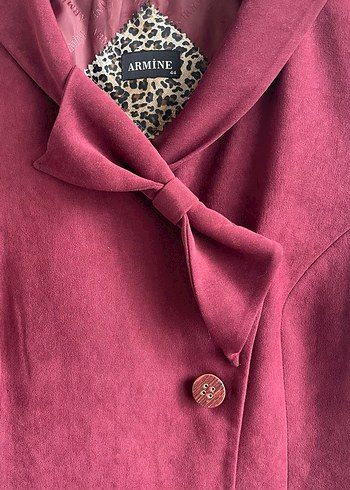 Bordo Süet Düğmeli Uzun Hamile Kabanı - Görsel 2