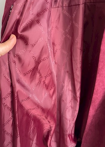 Bordo Süet Düğmeli Uzun Hamile Kabanı - Görsel 6