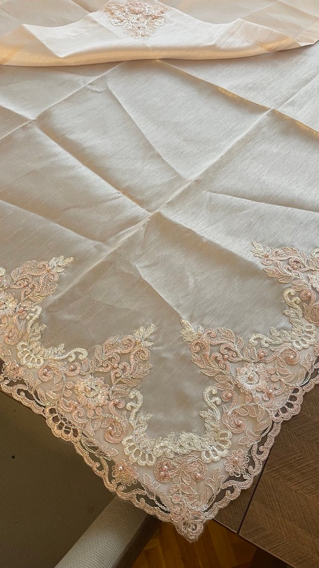 İşlemeli Açık pembe bohça - Görsel 5