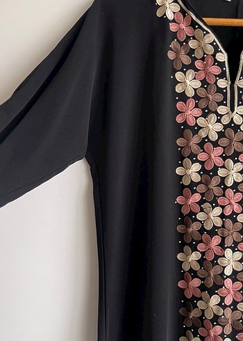 Nakışlı Siyah Uzun Kadın Elbise - Görsel 4