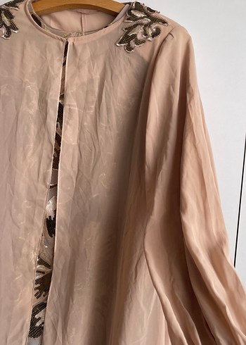 Bej İşlemeli Vintage Uzun Abiye Elbise - Görsel 5