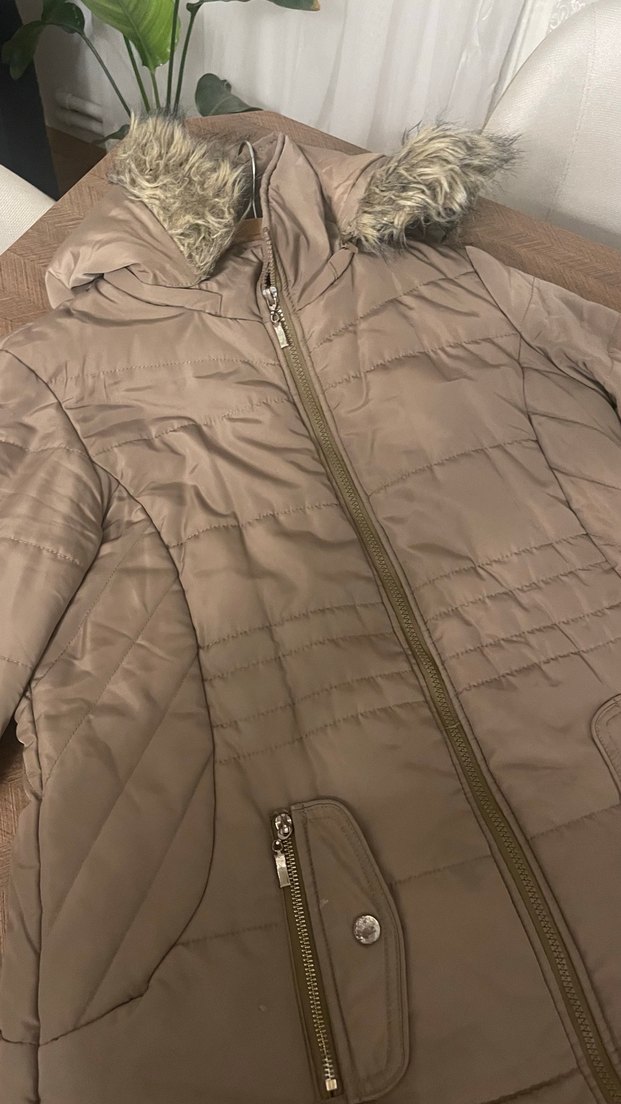 Kahve Kürk Detaylı Midi Kadın Mont - Görsel 3