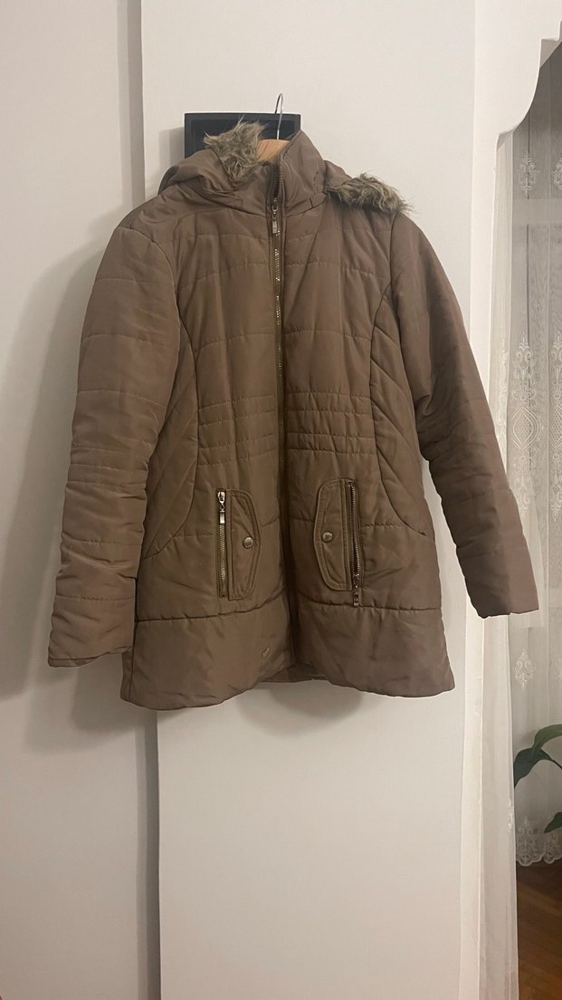 Kahve Kürk Detaylı Midi Kadın Mont - Görsel 2