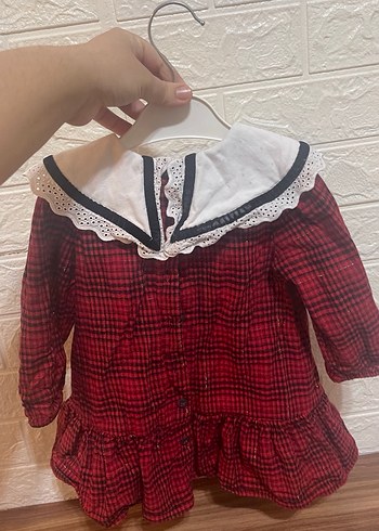 Kız Çocuk Kırmızı Ekoseli Fırfırlı Elbise - Görsel 4