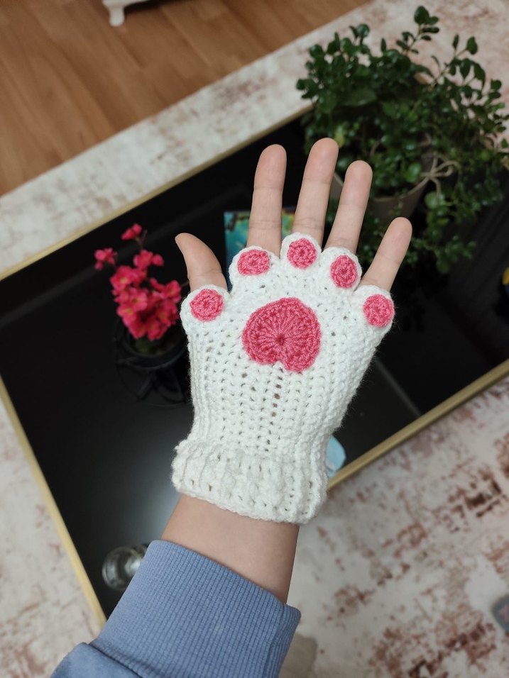 Bohem Tarzı Beyaz Örgü Eldivenler - Görsel 3
