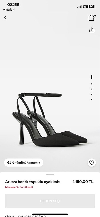Bershka siyah bantlı topuklu ayakkabı