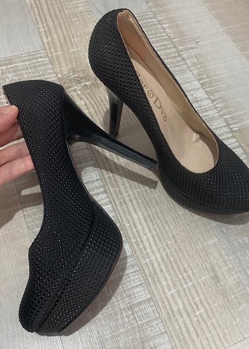 Platform Topuklu Siyah Yılan Desenli Kadın Stiletto - Görsel 2