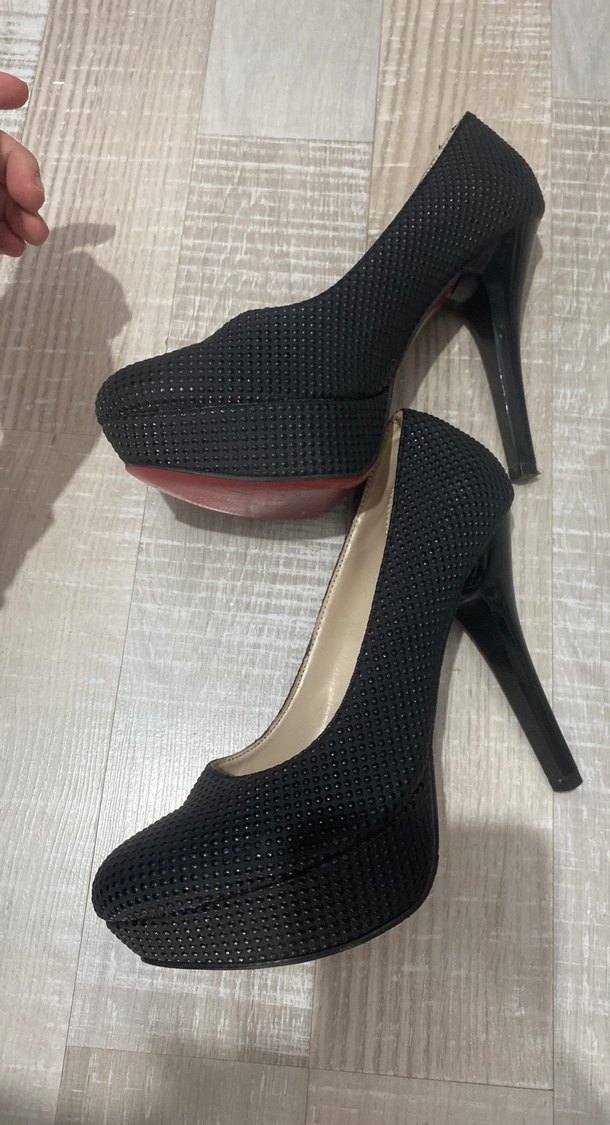 Platform Topuklu Siyah Yılan Desenli Kadın Stiletto - Görsel 3