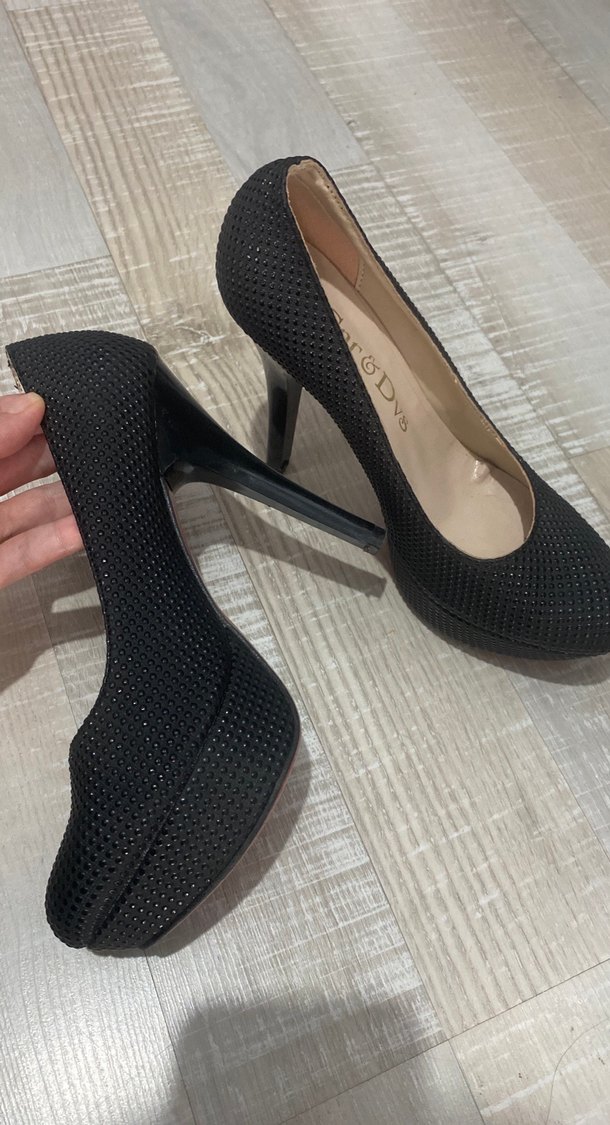 Platform Topuklu Siyah Yılan Desenli Kadın Stiletto - Görsel 2