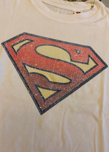 Baskılı Beyaz Superman Tişörtü, Kısa Kollu - Görsel 2