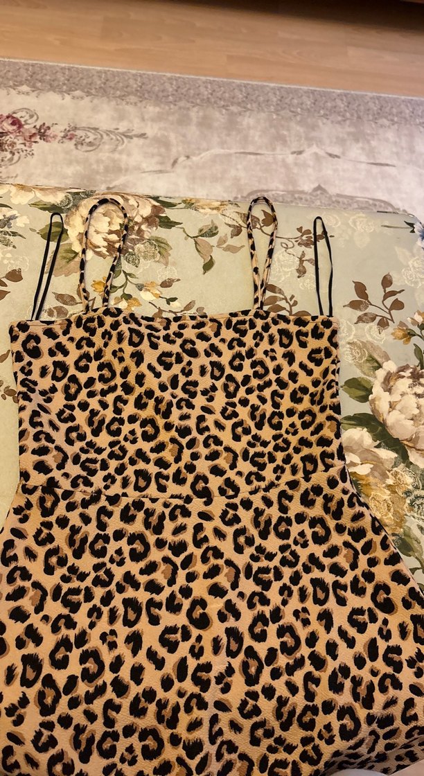 Leopar Desenli Kadın Mini Elbise - Görsel 2
