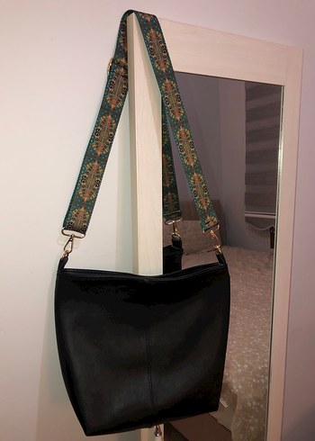 Bohem Siyah Deri Kadın Çanta - Görsel 2