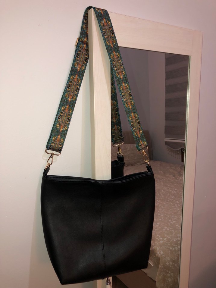 Bohem Siyah Deri Kadın Çanta - Görsel 2