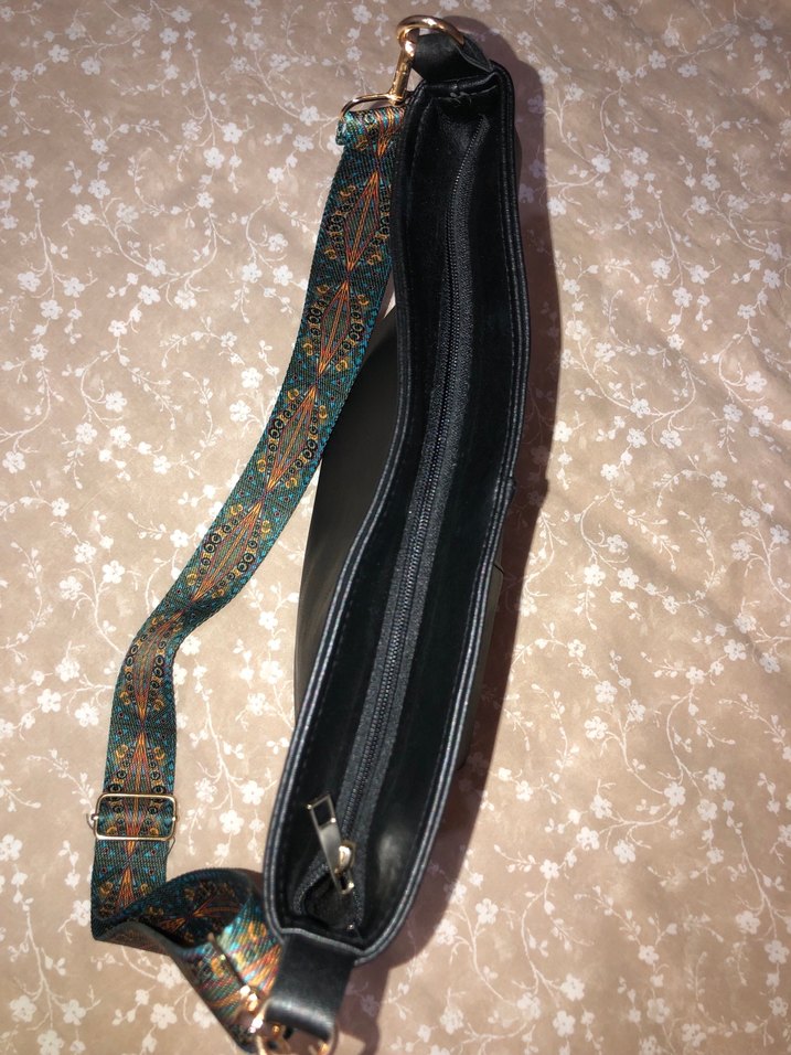 Bohem Siyah Deri Kadın Çanta - Görsel 5