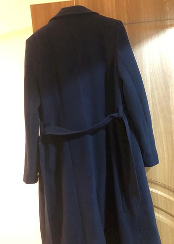 Seçil Lacivert Vatkalı Uzun Kaşe Kaban - Görsel 4