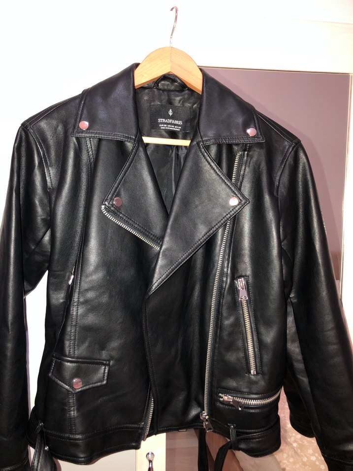 Stradivarius Kadın BikerDeri Ceket Siyah - Görsel 2