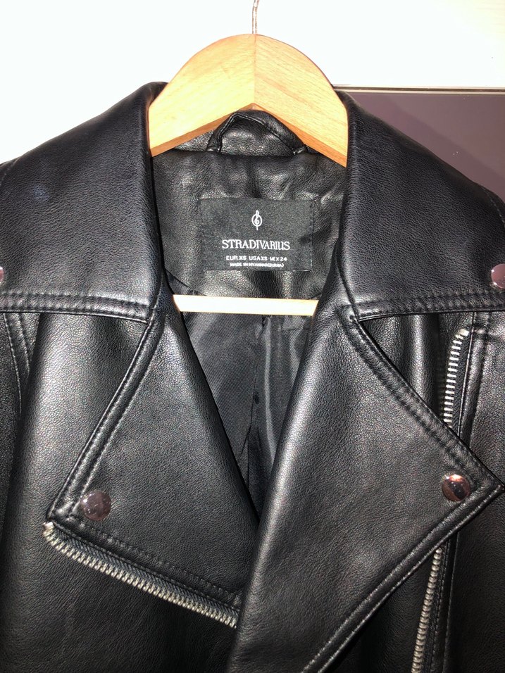 Stradivarius Kadın BikerDeri Ceket Siyah - Görsel 3