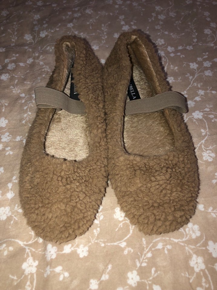 Fambella Bej Kürklü Peluş Kadın Günlük Ev Babeti - Görsel 5