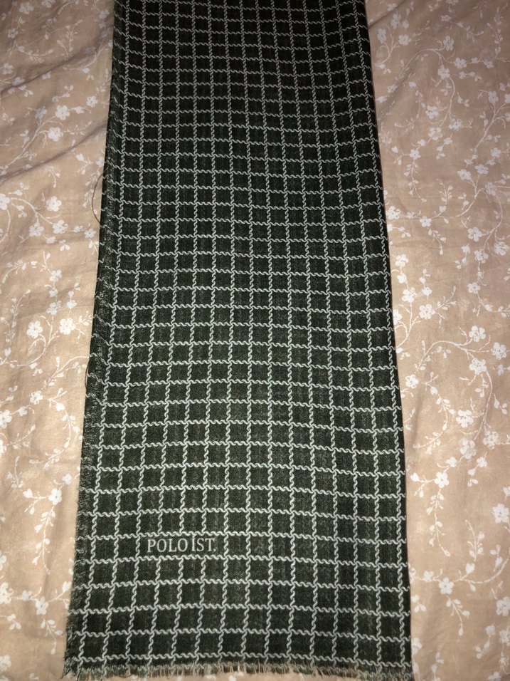 Poloist Flamlı Keten Eşarp Haki - Görsel 3