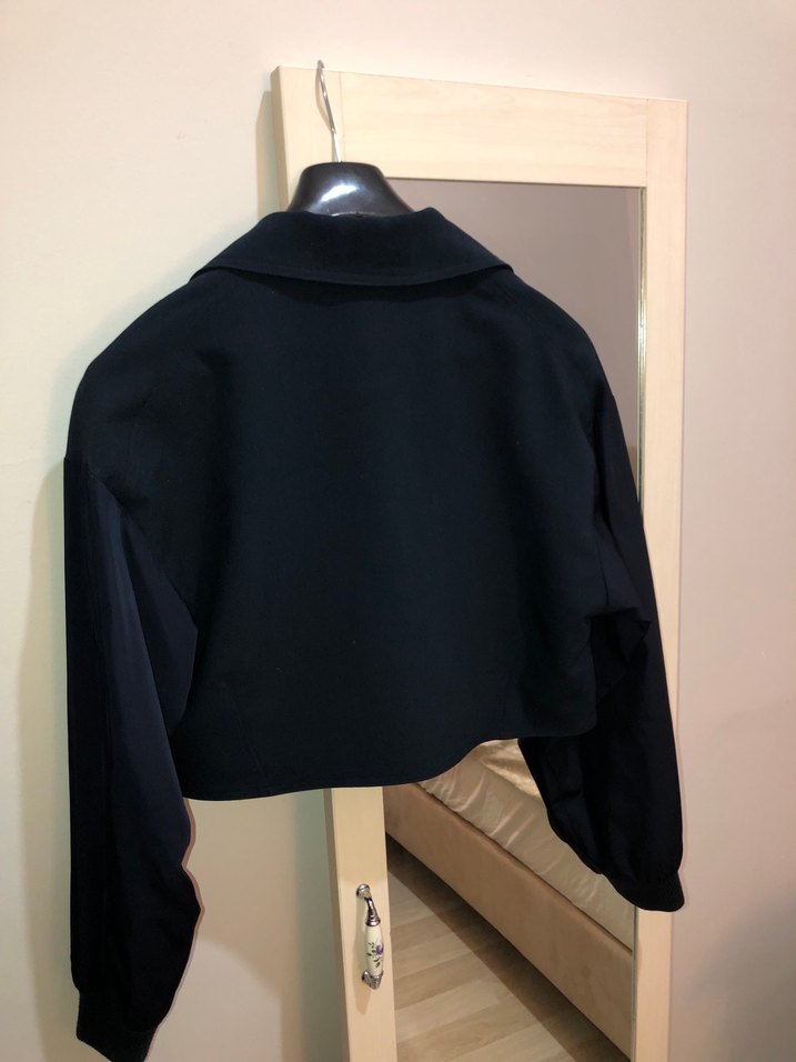 Pull&Bear Navy Kadın Lacivert Bomber Ceket - Görsel 4