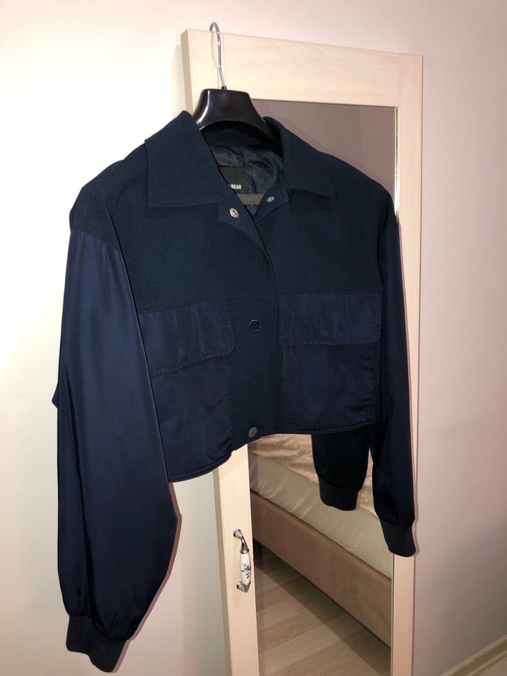 Pull&Bear Navy Kadın Lacivert Bomber Ceket - Görsel 2
