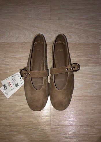 MANGO Bej Süet Tokalı Kadın Babet 36 - Görsel 2