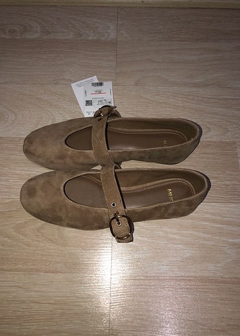 MANGO Bej Süet Tokalı Kadın Babet 36 - Görsel 3