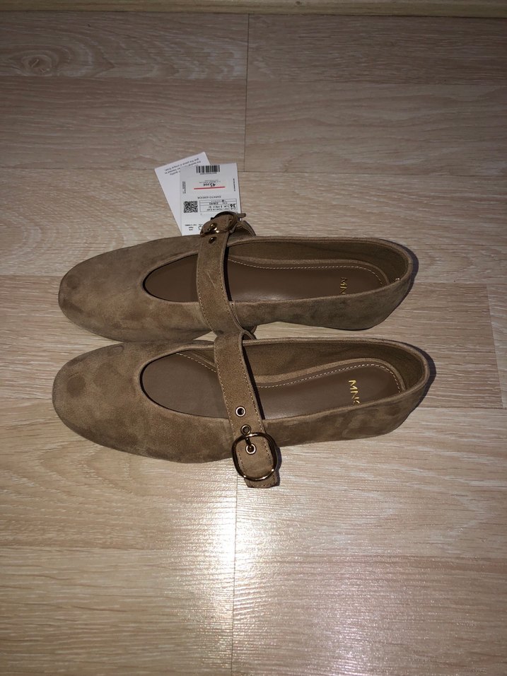 MANGO Bej Süet Tokalı Kadın Babet 36 - Görsel 3