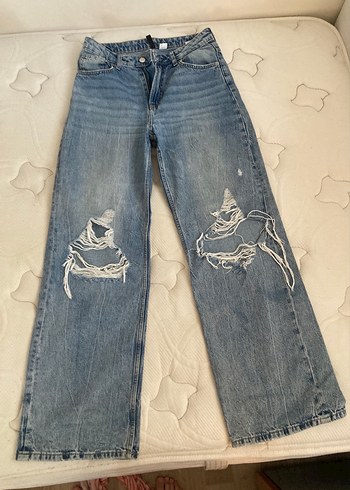 H&M Acik Mavi Yikamali Rahat Kesim Jean Hm Marka
