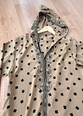 Bohem V Yaka Uzun Gri Nakışlı Elbise - Görsel 2