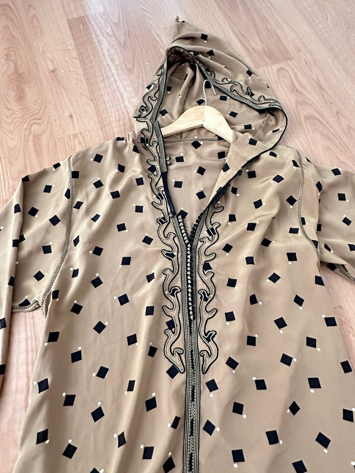 Bohem V Yaka Uzun Gri Nakışlı Elbise - Görsel 2