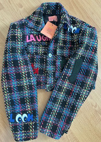 Nakışlı Çok Renkli Kız Çocuk Ceket - Görsel 3