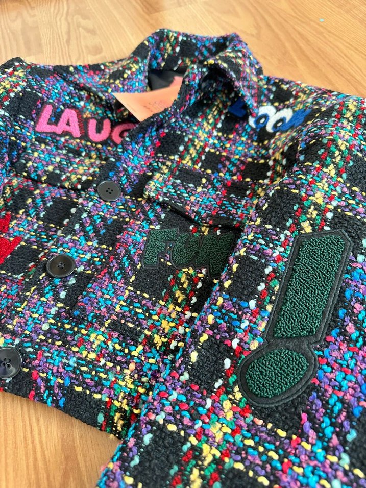 Nakışlı Çok Renkli Kız Çocuk Ceket - Görsel 5