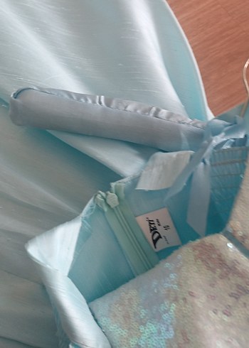 Mavi V Yaka Kız Çocuk Elbise - Görsel 4